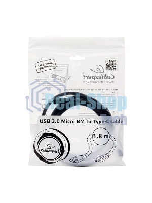 Кабель Cablexpert CCP-USB3-mBMCM-6 USB3.0 microBM/USB3.1TypeC, 1.8м, 
