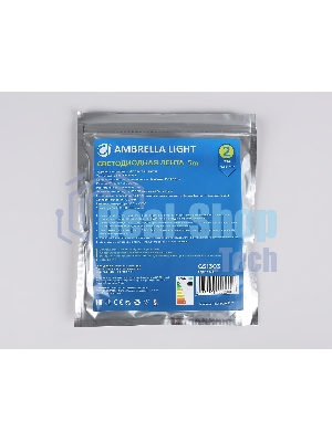 Светодиодная лента Ambrella light GS1303 2835 180Led/ 14.4W m/ 12V IP20 6500K/ 5000*8*1.2mm (2 конт.)