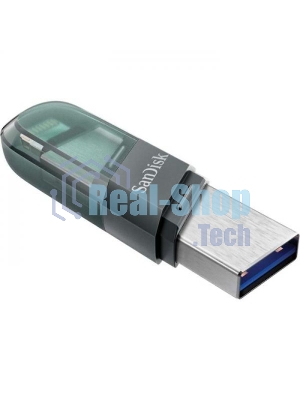 Флешка USB Sandisk IX90N iXpand Flip (SDIX90N-064G-GN6NN), 64Gb, USB 3.1/Lightning, R/W 150/70, зеленый/серебристый