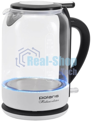 Чайник электрический Polaris PWK 1753CGL 1.7 л, 1950 Вт, белый/черный (корпус: пластик/стекло)