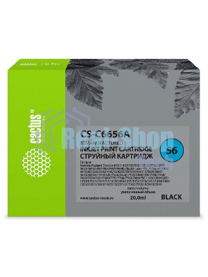 Картридж струйный Cactus CS-C6656A №56 черный (20 мл) для HP DeskJet 450/5145/5150/5151/5550/5552