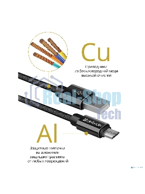 Кабель Defender USB 2.0 TO MICRO-USB 1M черный USB08-03T
