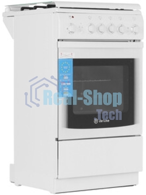 Плита комбинированная De Luxe 5040.20ГЭ (КР) ЧР белый, конфорок 4 шт, духовка 43 л, электроподжиг, 50 см x 85 см x 50 см