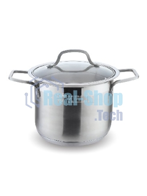 Кастрюля Kelli KL-4237 26,0 л Объем 26 л. Высокач. нерж. сталь. 5-слойное капсульное дно. Подходит для индукции. Стекл. жаропрочная крышка с паровыпуском диаметром 34 см. Удобные термостойкие клепаные ручки. Матовая внутри и снаружи. Мерная шкала внутри.