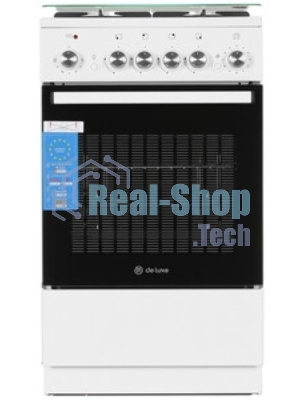 Плита комбинированная De Luxe 5040.40ГЭ (КР) ЧР белый, конфорок 4 шт, духовка 43 л, 50 см x 85 см x 50 см