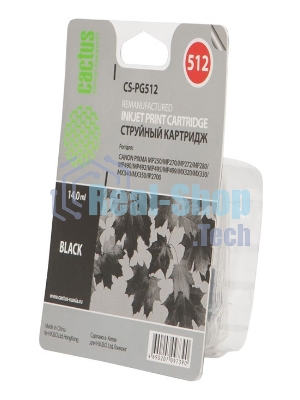 Картридж струйный Cactus CS-PG512 черный (14 мл) для Canon Pixma iP2700/MP240/MP250/MP260/MP270/MP272/MP280/MP480/MP490/MP492/MP495/MX320/MX330/MX340/MX350