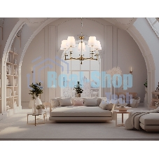 Люстра Ambrella light LH71021/5 BS/WH латунь/белый E14*5 max 40W D670*1130