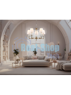 Люстра Ambrella light LH71021/5 BS/WH латунь/белый E14*5 max 40W D670*1130