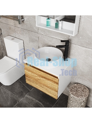 Комплект для ванной, 3 предмета (Тумба Bau Dream Blackwood 80, раковина BAU Dream круглая D41, смеситель для раковины высокий Hotel Black, черный)