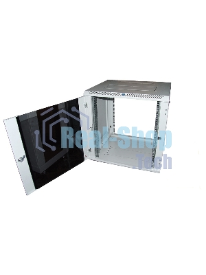 Шкаф настенный ЦМО ШРН-М-12.500 12U 600x520мм пер.дв.стекл съемные бок.пан. 50кг серый