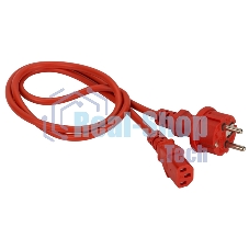 Шнур питания Lanmaster C13-Schuko прямая, 3х0.75, 220В, 10А, красный, 1.5 метра