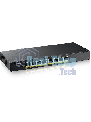 Коммутатор гибридный Smart L2 PoE+ Zyxel NebulaFlex GS1915-8EP, 8xGE PoE+, бесшумный (без вентилятора), бюджет PoE 60 Вт, автономное/облачное управление