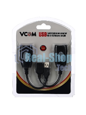 Кабель AM/AF удлинитель USB по витой паре VCOM (AM/RJ45-RJ45/AF) до 45m CU824
