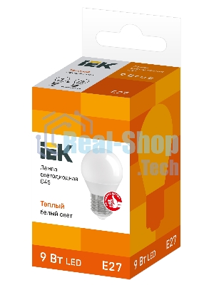Лампа cветодиодная IEK LLE-G45-9-230-30-E27 ECO G45 шар 9Вт 230В 3000К E27