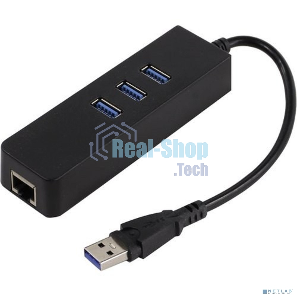 Адаптер KS-is KS-405 с USB хабом USB 3.0 RJ45 LAN Gigabit