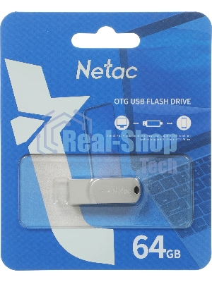 Флешка USB Netac U785C (NT03U785C-064G-32PN), 64Gb, USB 3.0/TypeC, R/W 110/45, серебристый