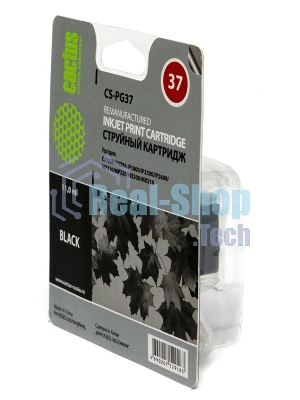 Картридж струйный Cactus CS-PG37 черный (9 мл) для Canon Pixma iP1800/iP1900/iP2500/iP2600/MP140/MP190/MP210/MP220/MP470/MX300/MX310a