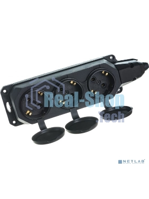 Колодка каучуковая ЭРА с/з 3гн 16A IP44 черная