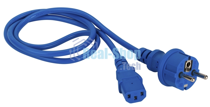Шнур питания Lanmaster C13-Schuko прямая, 3х0.75, 220В, 10А, синий, 1.5 метра