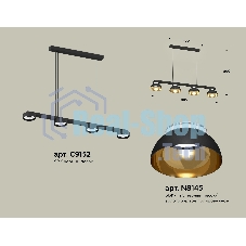 Светильник Ambrella light XB9152101/4 SBK/PYG/CL черный песок/золото желтое полированное/прозрачный GX53 (C9152, N8145)