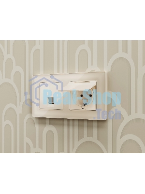 Комплект механизма компьютерной розетки ALFA Бежевый глянец RJ-45(8P8C) CAT6 с шторкой QUANT (AP3120, VM188) MA312010