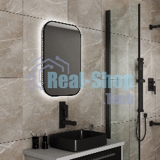 Зеркало Bau Black Rand 50х70, с LED фоновой подсветкой, бесконтактным сенсором, черной окантовкой