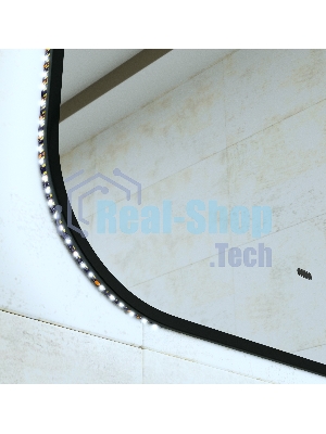 Зеркало Bau Black Rand 70х80, с LED фоновой подсветкой, бесконтактным сенсором, черной окантовкой