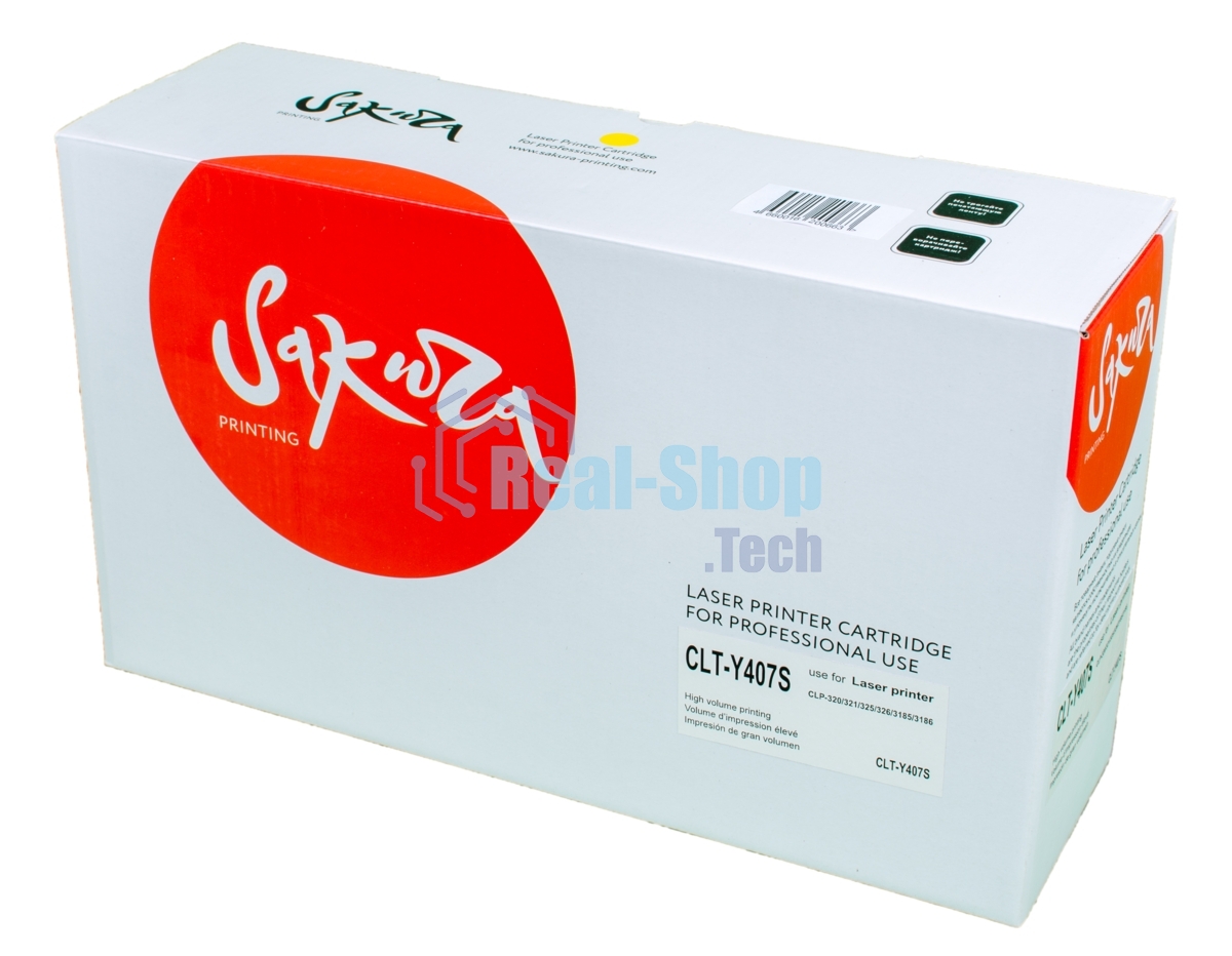 Картридж лазерный Sakura CLTY407S для Samsung CLP-320/325, CLX-3185, желтый, 1000 к.