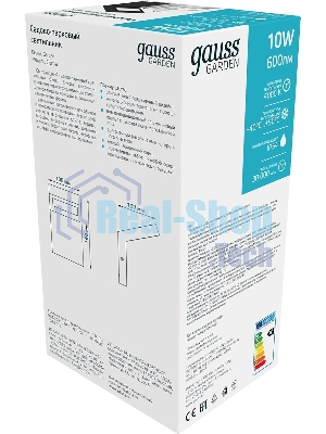 Светильник Gauss LED Electra садово-парковый, 10W, 600Lm, 4000K, 100x109x160мм, 170-240V/50Hz, IP54,1/16