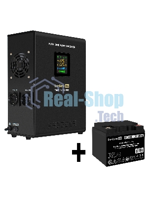 Комплект Источник бесперебойного питания EX295997RUS + батарея 40Aч EX282976RUS 1шт (инвертор, синус, для котла, настенный) ExeGate FineSine SX-1000.LCD.AVR.2SH <1000VA/600W, чистая синусоида, цветной LCD-дисплей, AVR, 2*Schuko, линейно-интерактивный, крепление настенное/универсальное, черный> + батарея ExeGate DT 1240 (12В, 40Ач) 1шт