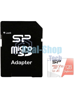 Флеш карта microSD 128Gb Silicon Power Superior A1 microSDXC Class 10 UHS-I U3 100/80 Mb/s (SD адаптер)