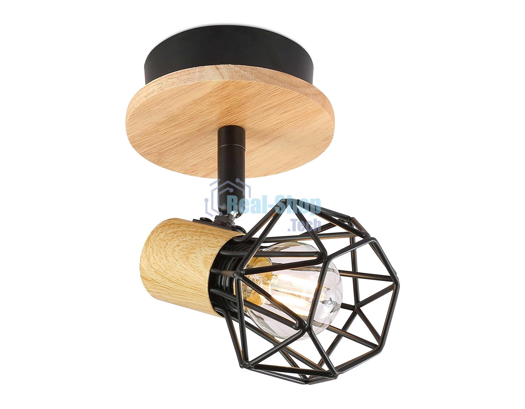 Светильник Ambrella light TR8751 BK/WD черный/дерево IP20 E27 D115*175
