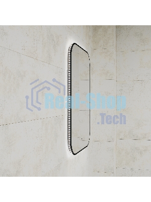 Зеркало Bau Black Rand 70х80, с LED фоновой подсветкой, бесконтактным сенсором, черной окантовкой