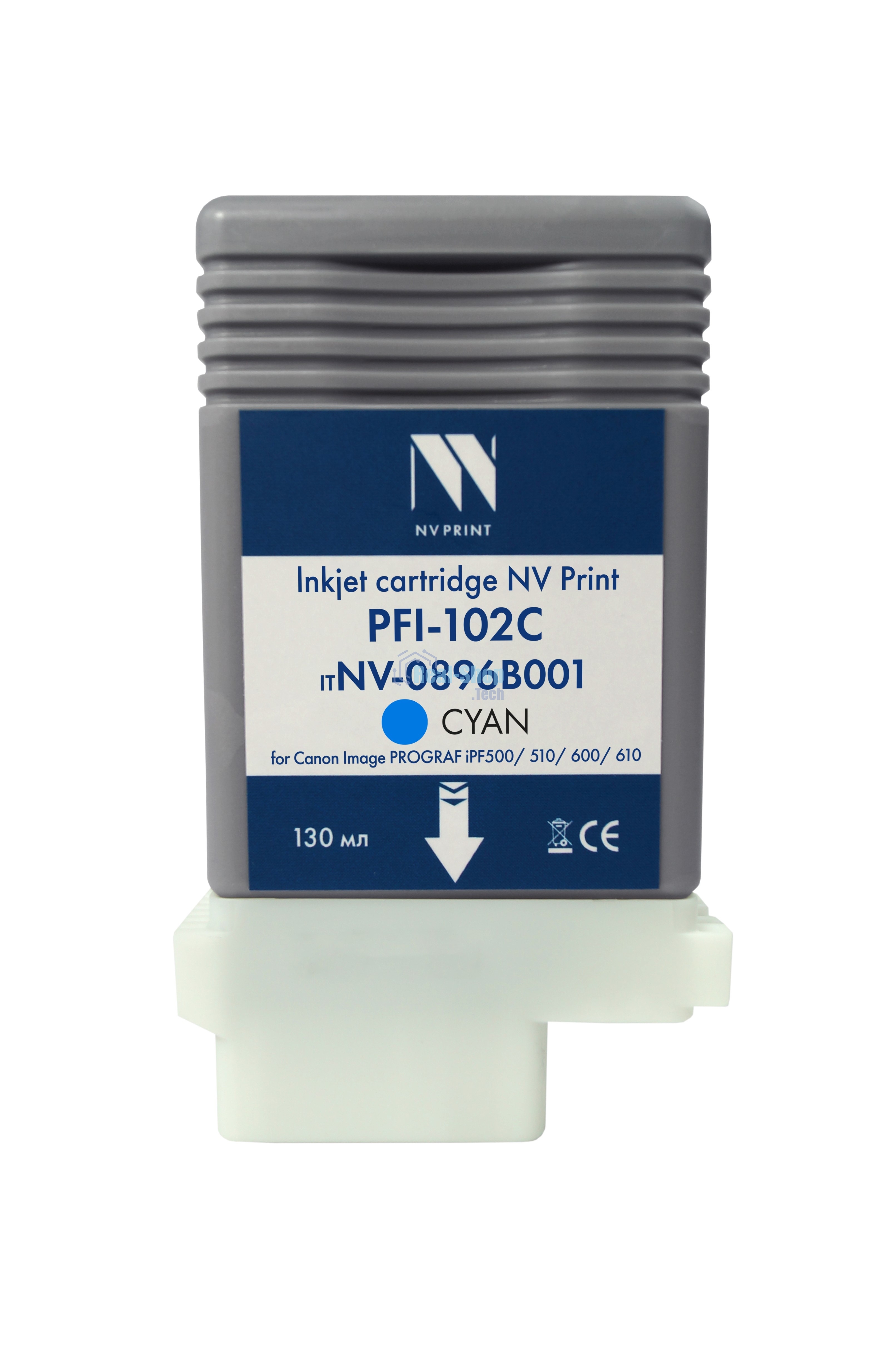 Картридж струйный NVPrint PFI-102С (NV-0896B001) Cyan для Canon ImagePROGRAF iPF500/510/600/610 (130 мл) совместимый