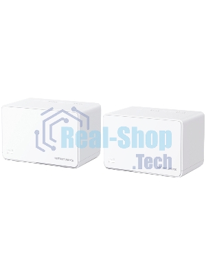 Домашняя Mesh Wi‑Fi система AX3000 Whole Home Mesh Wi-Fi 6 SystemSPEED: 574 Mbps at 2.4 GHz + 2402 Mbps at 5 GHzSPEC: Internal Antennas, 3× Gigabit Ports per Unit (WAN/LAN auto-sensing), 1024-QAM, OFDMA, HE160FEATURE: MERCUSYS APP, Router/AP Mode, One Unified Network, Seaml