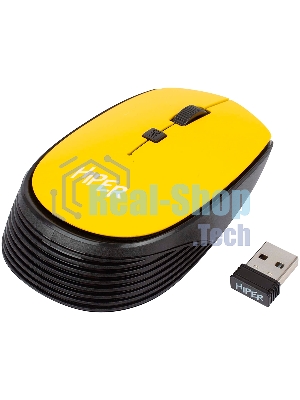 Мышь беспроводная HIPER HOMW-085 желтый, 1600 dpi, радиоканал, USB, кнопки - 4