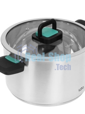 Кастрюля LARA LR02-245 Изумруд 6,4 л, нержавеющая сталь, с крышкой