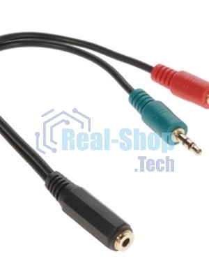 Кабель аудио Cablexpert CCAB-02-35MYHM-0.2MB. 3.5 Jack 4pin(M)/2х 3.5 Jack(F) наушники и микрофон, черный, 0.2м, блистер