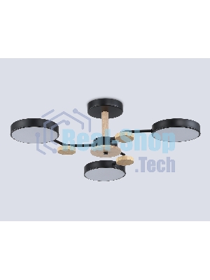 Светильник Ambrella light FL4857/3 BK/WD черный/дерево 54W 3000-6000K D660*170 (без ПДУ)