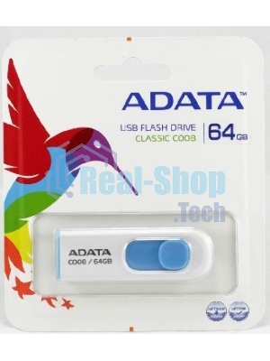 Флешка USB ADATA С008 (AC008-64G-RWE), 64Gb, USB 2.0, R/W 15/5, белый/синий
