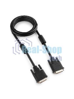 Кабель DVI-D dual link Gembird/Cablexpert, 25M/25M, 1.8м, черный, экран, феррит.кольца, пакет