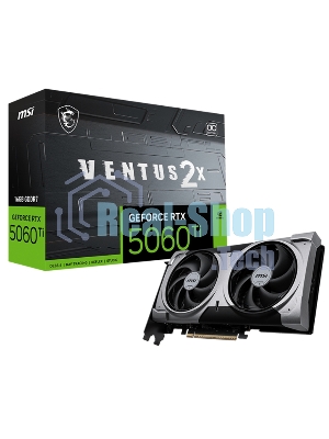 Видеокарта MSI RTX 5060 Ti VENTUS 2X OC PLUS, NVIDIA RTX 5060 Ti, 16 ГБ GDDR7, 128 бит, PCI-e 5.0, 1xHDMI, 3xDP, 2602 МГц