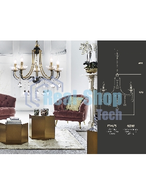 Светильник Ambrella light TR4952/5 BK/GD/CL черный/золото/прозрачный E14*5 max 40W D620*670