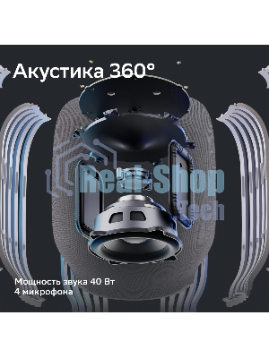 Умная колонка Sber SberBoom, 40Вт, стандартная, 1 динамик, Мультирум, Стереопара, Wi-Fi, Bluetooth 5.0, Салют, белый