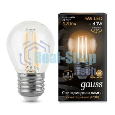 Лампа светодиодная Filament Шар E27 5Вт 2700К Gauss 105802105