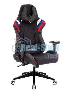 Кресло игровое Бюрократ VIKING 4 AERO RUS белый/синий/красный/черный, искусст. кожа/ткань, две подушки