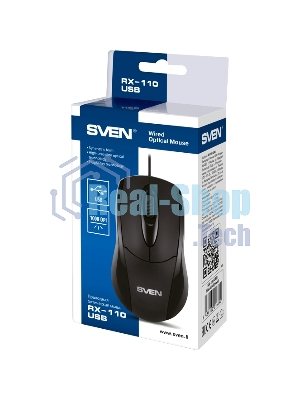 Мышь проводная SVEN RX-110 черный, 1000 dpi, USB, кнопки - 3