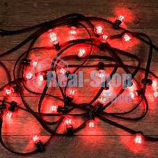 Гирлянда Neon-night LED Galaxy Bulb String 10м, черный каучук, 30 лампx6 LED красный, влагостойкая IP65
