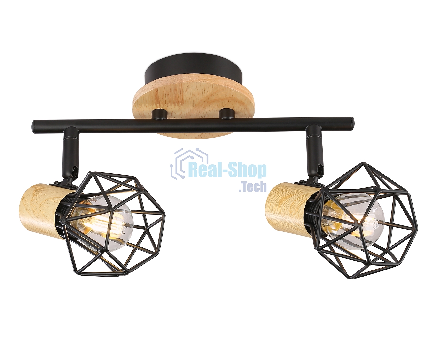 Светильник Ambrella light TR8752/2 BK/WD черный/дерево IP20 E27/2 310*115*200