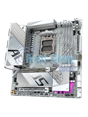 Материнская плата Gigabyte B850M AORUS ELITE WIFI6E ICE, AM5, AMD B850, 4xDDR5, 4xSATA, 2xM.2, 1xPCIe 5.0 x16, 1xPCIe 3.0 x4, 1xDP, 1xHDMI, 1x2.5Gb LAN, Wi-Fi 6E, Bluetooth 5.3, 2xUSB-A 10Gbps (Gen2), 5xUSB-A 5Gbps, 4xUSB-A 2.0, 1xUSB-C 10Gbps (Gen2), 2x3.5 мм, 7.1, mATX